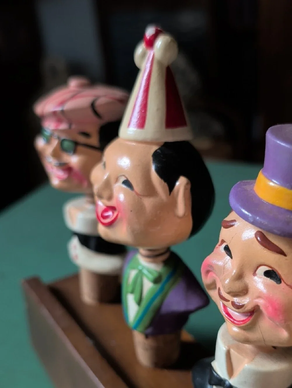 Whimsical Character Bottle Stopper Set MCM Bobble Head Vintage Rubens